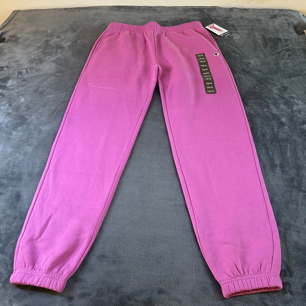 Champion Girls Fleece Joggers Sweatpants‎ Activewear Pink Kids Extra Large 14/16